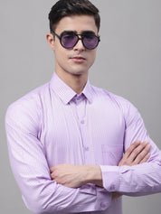 Men Purple Vertical Striped Formal Shirt - SF_872Purple_S