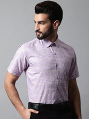 Men Purple Woven Design Short Sleeves Formal Shirt - SF_864Purple_S