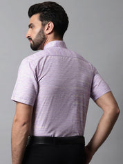 Men Purple Woven Design Short Sleeves Formal Shirt - SF_864Purple_S