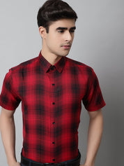 Men Red Checks Regular Fit Cotton Formal Shirt - SF_853Red_S