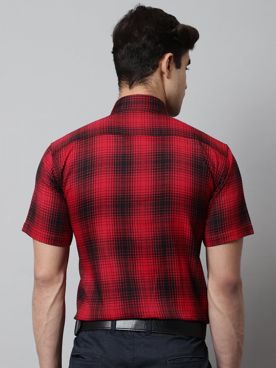 Men Red Checks Regular Fit Cotton Formal Shirt - SF_853Red_S