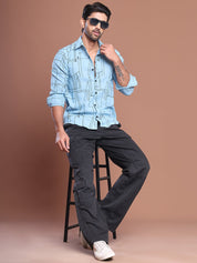 Men Regular Fit Embroidered Spread Collar Casual Shirt - SF_9038Sky_S