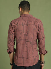 Men Regular Fit Embroidered Spread Collar Casual Shirt - SF_9038Rust_S