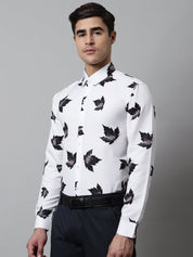 Men Regular Fit Printed Pure Cotton Formal Shirt - SF_855White_S