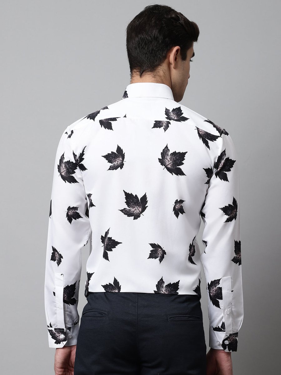 Men Regular Fit Printed Pure Cotton Formal Shirt - SF_855White_S