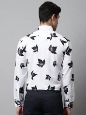 Men Regular Fit Printed Pure Cotton Formal Shirt - SF_855White_S