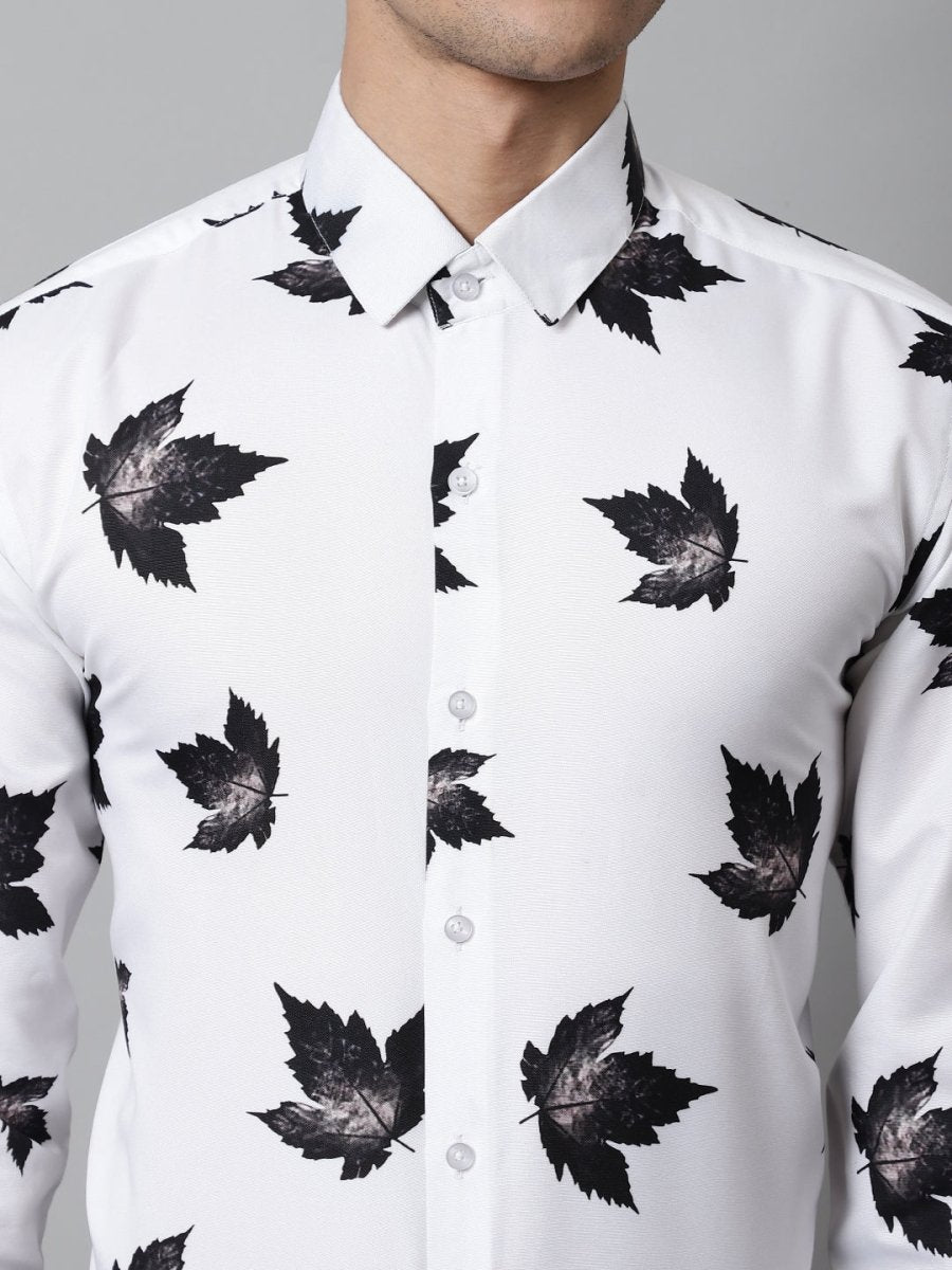 Men Regular Fit Printed Pure Cotton Formal Shirt - SF_855White_S