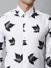 Men Regular Fit Printed Pure Cotton Formal Shirt - SF_855White_S