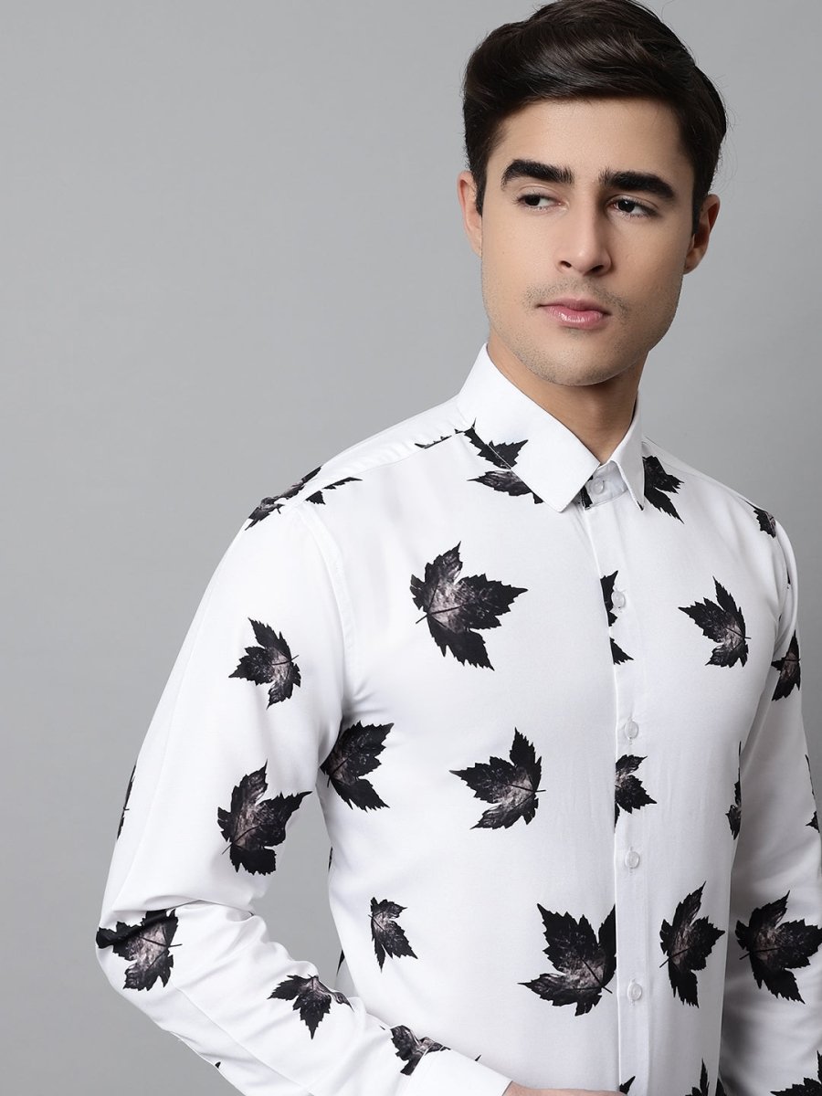 Men Regular Fit Printed Pure Cotton Formal Shirt - SF_855White_S