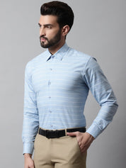 Men Sky Blue Classic Striped Formal Cotton Shirt - SF_869Sky_S