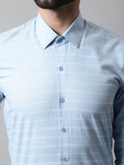 Men Sky Blue Classic Striped Formal Cotton Shirt - SF_869Sky_S