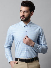 Men Sky Blue Classic Striped Formal Cotton Shirt - SF_869Sky_S