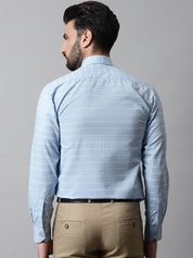 Men Sky Blue Classic Striped Formal Cotton Shirt - SF_869Sky_S