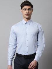 Men Sky Blue Micro Ditsy Printed Pure Cotton Formal Shirt - SF_857Sky_S
