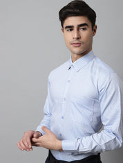 Men Sky Blue Micro Ditsy Printed Pure Cotton Formal Shirt - SF_857Sky_S