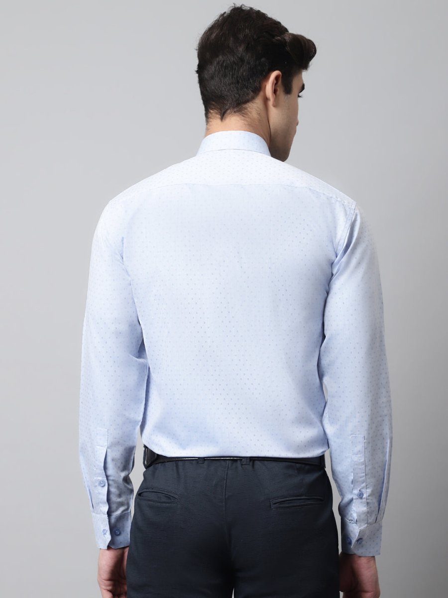 Men Sky Blue Micro Ditsy Printed Pure Cotton Formal Shirt - SF_857Sky_S