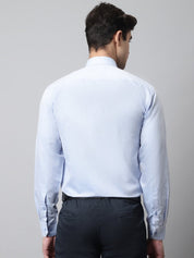 Men Sky Blue Micro Ditsy Printed Pure Cotton Formal Shirt - SF_857Sky_S