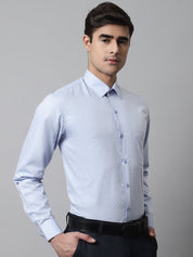 Men Sky Blue Micro Ditsy Printed Pure Cotton Formal Shirt - SF_857Sky_S