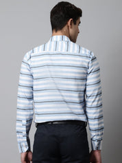 Men Sky Classic Horizontal Striped Formal Shirt - SF_848Sky_S