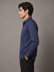 Men Solid Japanese Fabric Casual Shirt - SF_9057Navy_S