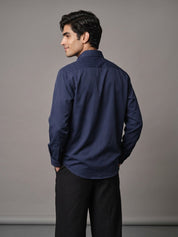 Men Solid Japanese Fabric Casual Shirt - SF_9057Navy_S