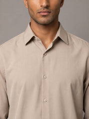 Men Solid Japanese Fabric Casual Shirt - SF_9057Beige_S