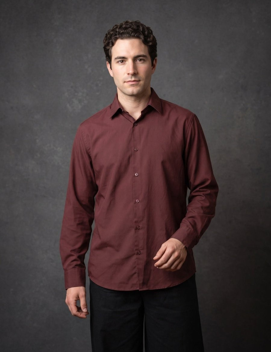 Men Solid Japanese Fabric Casual Shirt - SF_9057Maroon_S