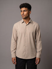 Men Solid Japanese Fabric Casual Shirt - SF_9057Beige_S