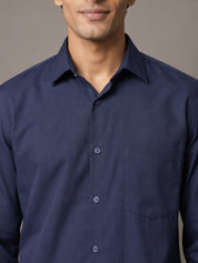 Men Solid Japanese Fabric Casual Shirt - SF_9057Navy_S
