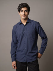 Men Solid Japanese Fabric Casual Shirt - SF_9057Navy_S