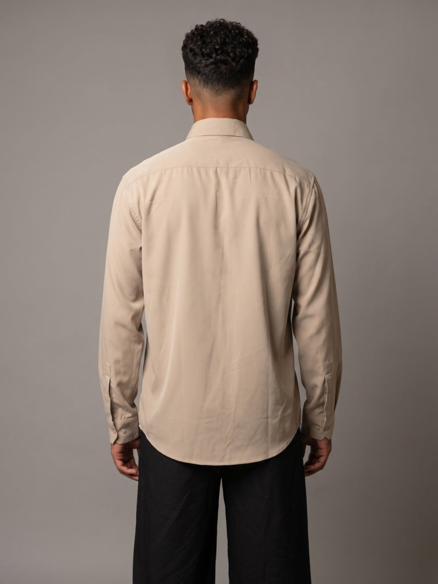 Men Solid Japanese Fabric Casual Shirt - SF_9057Beige_S
