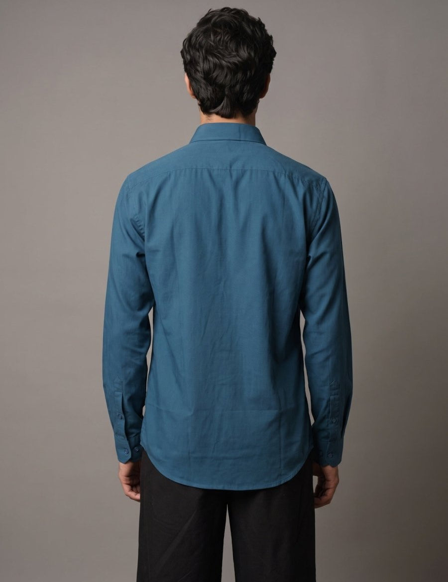 Men Solid Japanese Fabric Casual Shirt - SF_9057Peacock_S