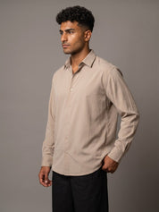 Men Solid Japanese Fabric Casual Shirt - SF_9057Beige_S