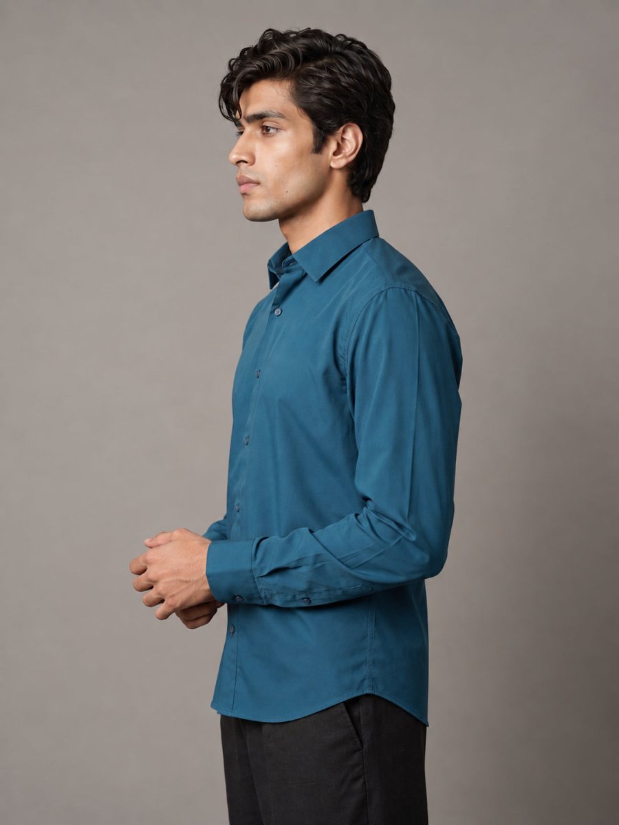 Men Solid Japanese Fabric Casual Shirt - SF_9057Peacock_S