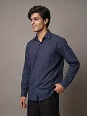 Men Solid Japanese Fabric Casual Shirt - SF_9057Navy_S