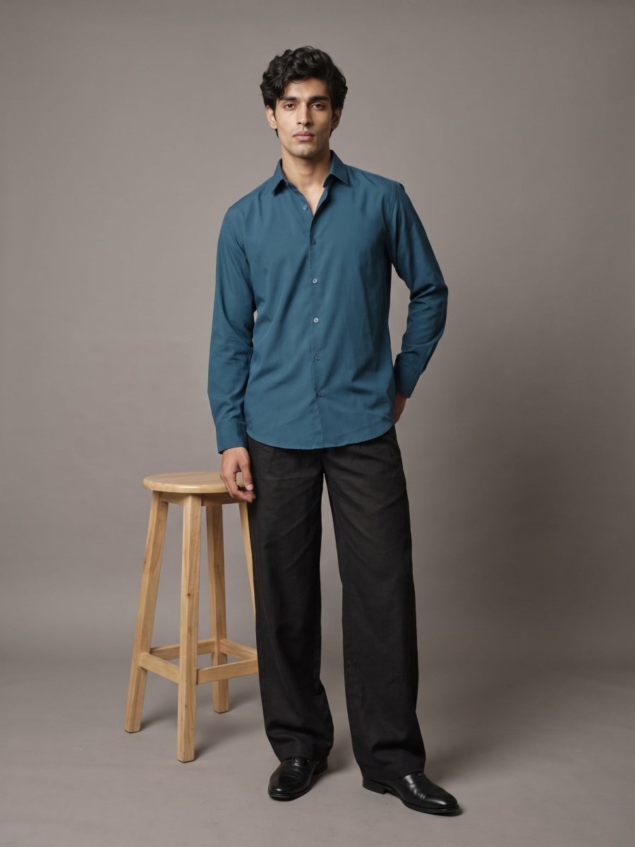 Men Solid Japanese Fabric Casual Shirt - SF_9057Peacock_S
