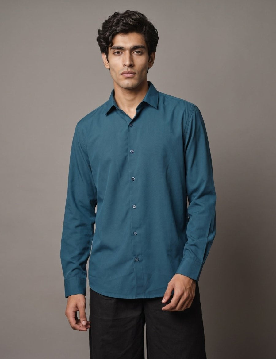 Men Solid Japanese Fabric Casual Shirt - SF_9057Peacock_S