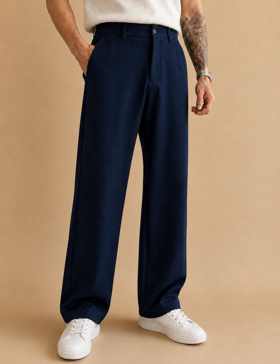 Men Straight Fit Korean Pants - INGP_305Navy_30