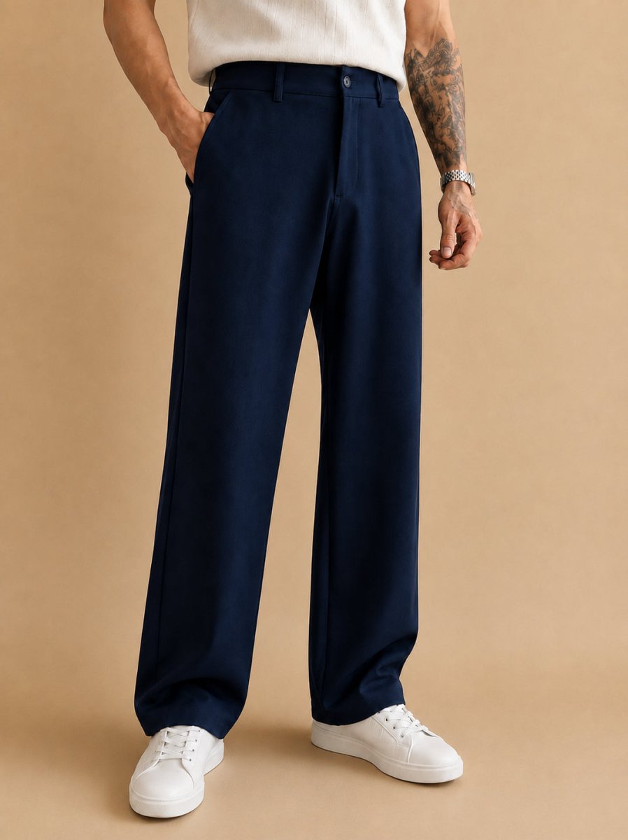 Men Straight Fit Korean Pants - INGP_305Navy_30