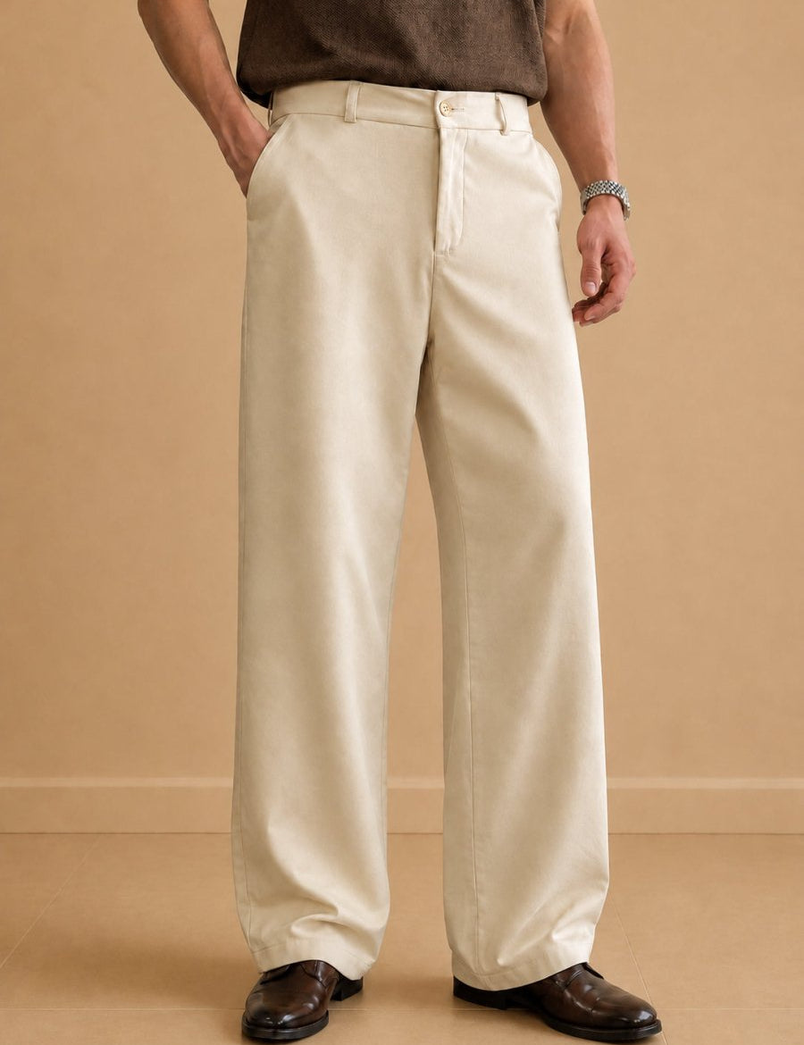 Men Straight Fit Korean Pants - INGP_305Cream_30