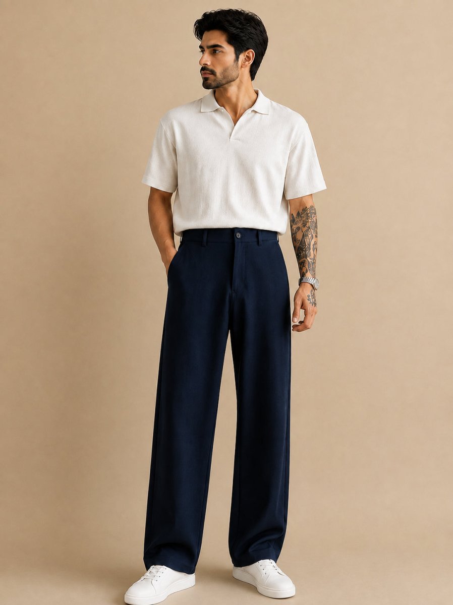 Men Straight Fit Korean Pants - INGP_305Navy_30