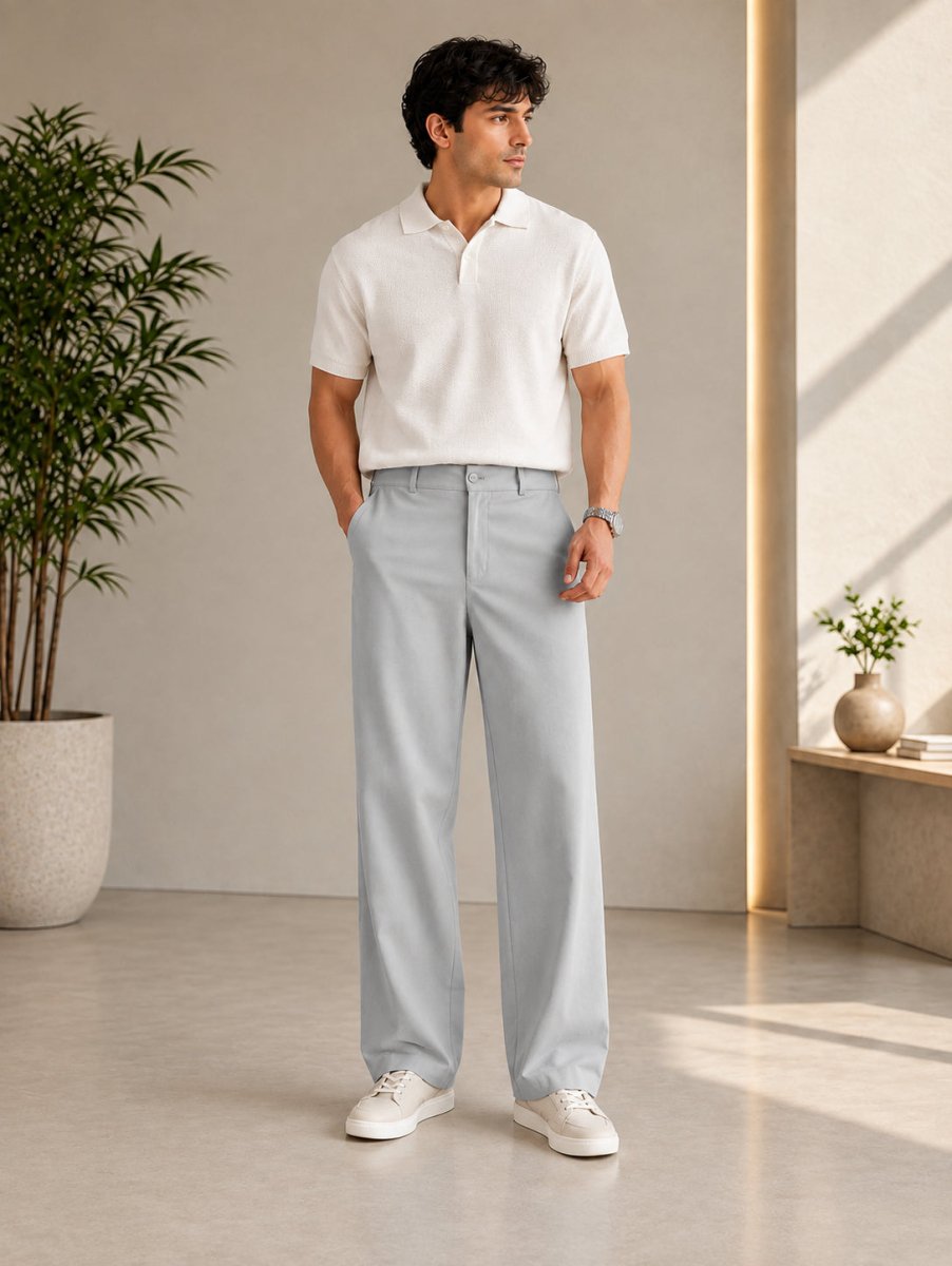 Men Straight Fit Korean Pants - INGP_305Light-Grey_30