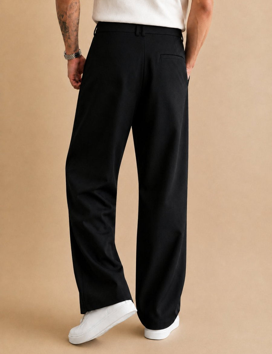 Men Straight Fit Korean Pants - INGP_305Black_30