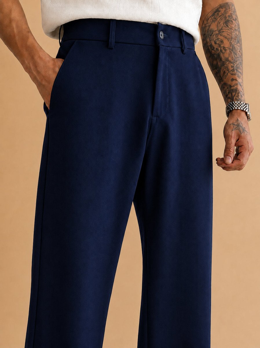 Men Straight Fit Korean Pants - INGP_305Navy_30