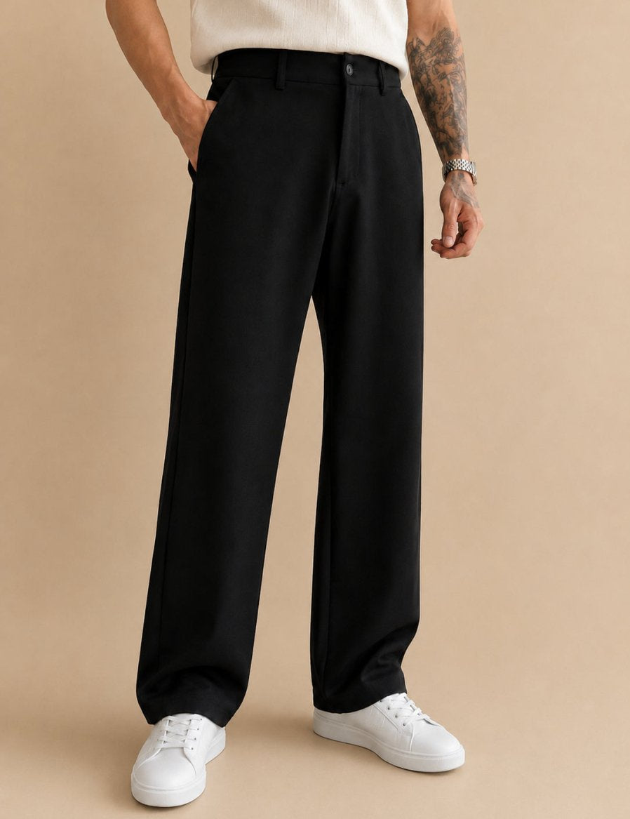 Men Straight Fit Korean Pants - INGP_305Black_30