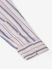 Men White & Blue Classic Striped Formal Shirt - SF_825White_S