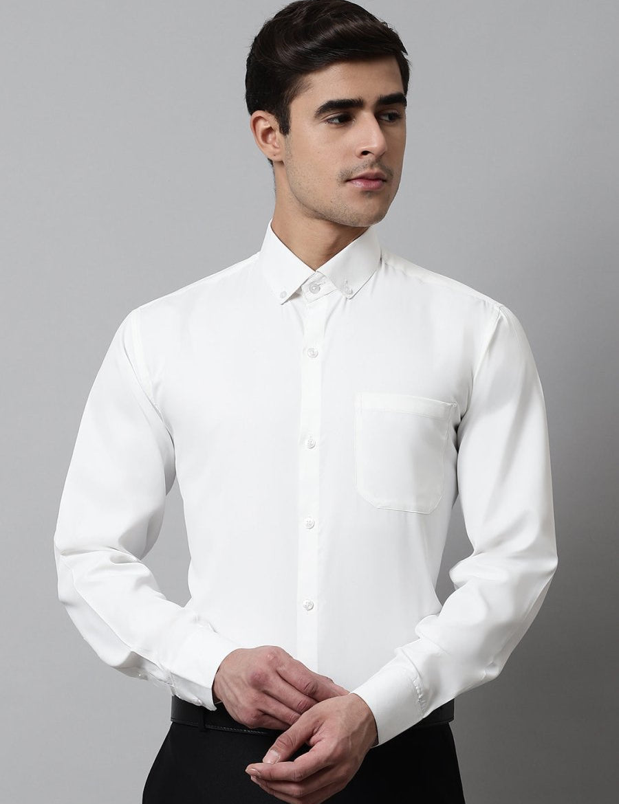 Men White Classic Cotton Formal Shirt - SF_858White_S