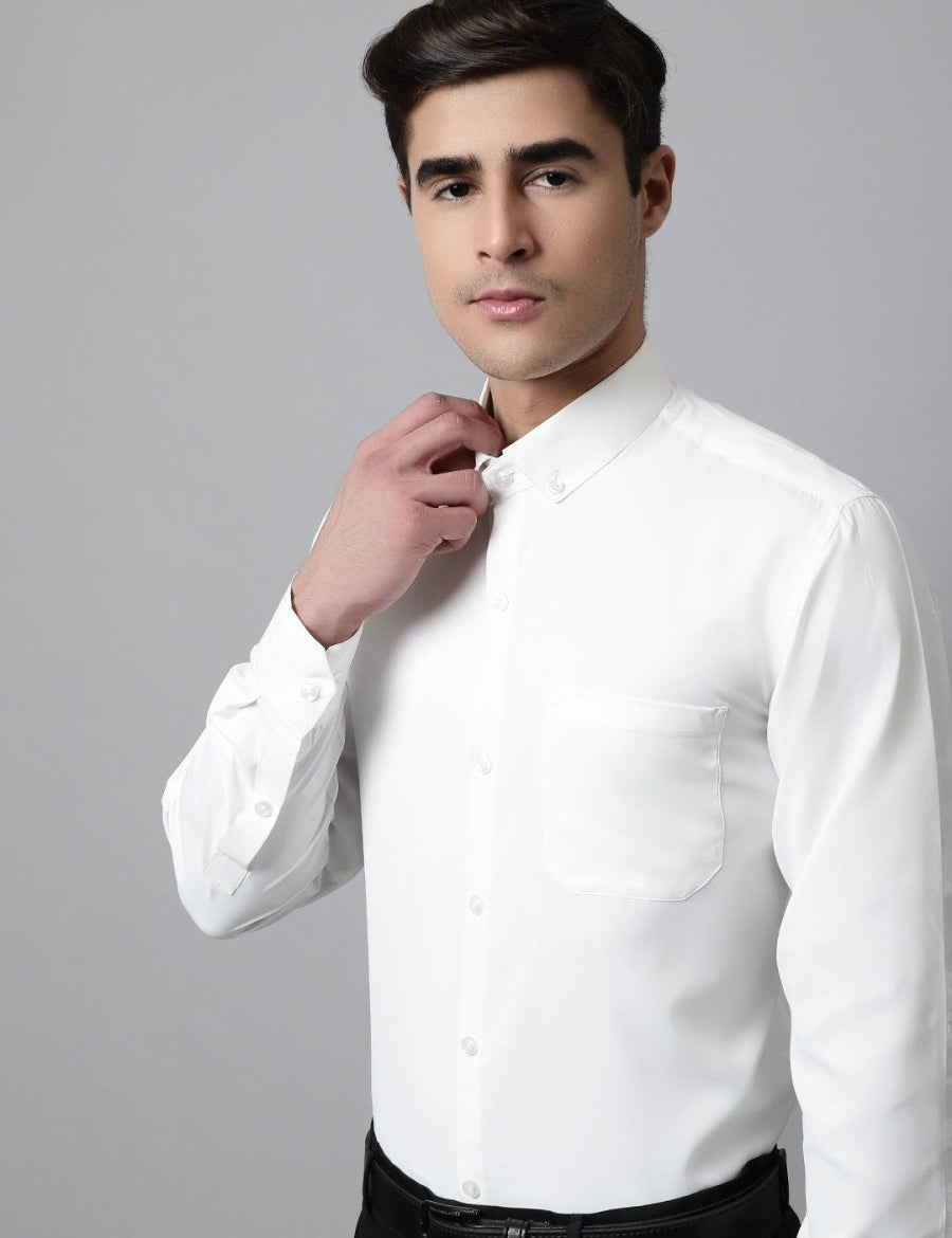 Men White Classic Cotton Formal Shirt - SF_858White_S