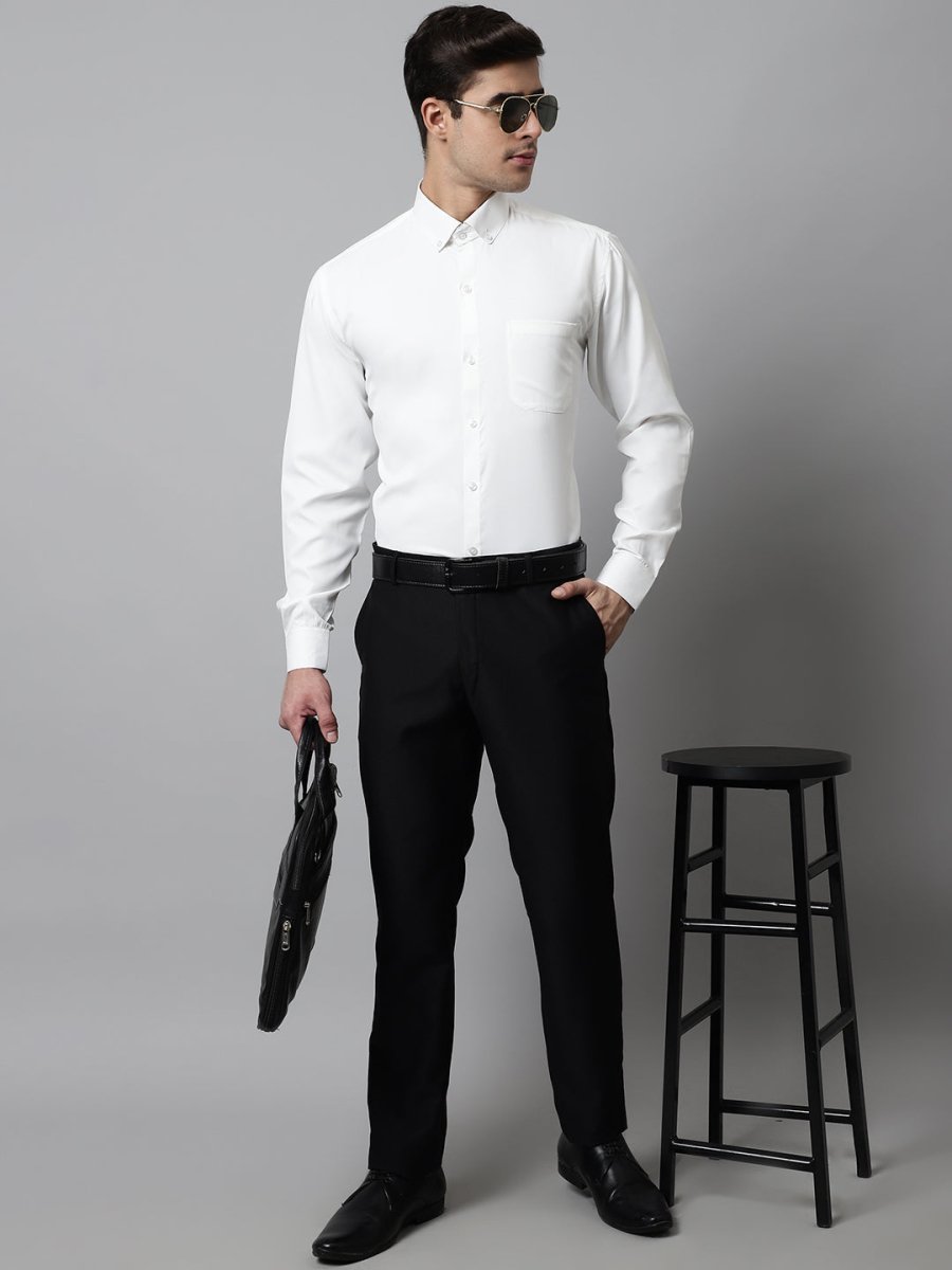 Men White Classic Cotton Formal Shirt - SF_858White_S