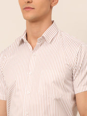 Men White Classic Striped Formal Shirt - SF_824White_S